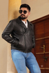 Men Polo Real Leather Biker Jacket Style - 944