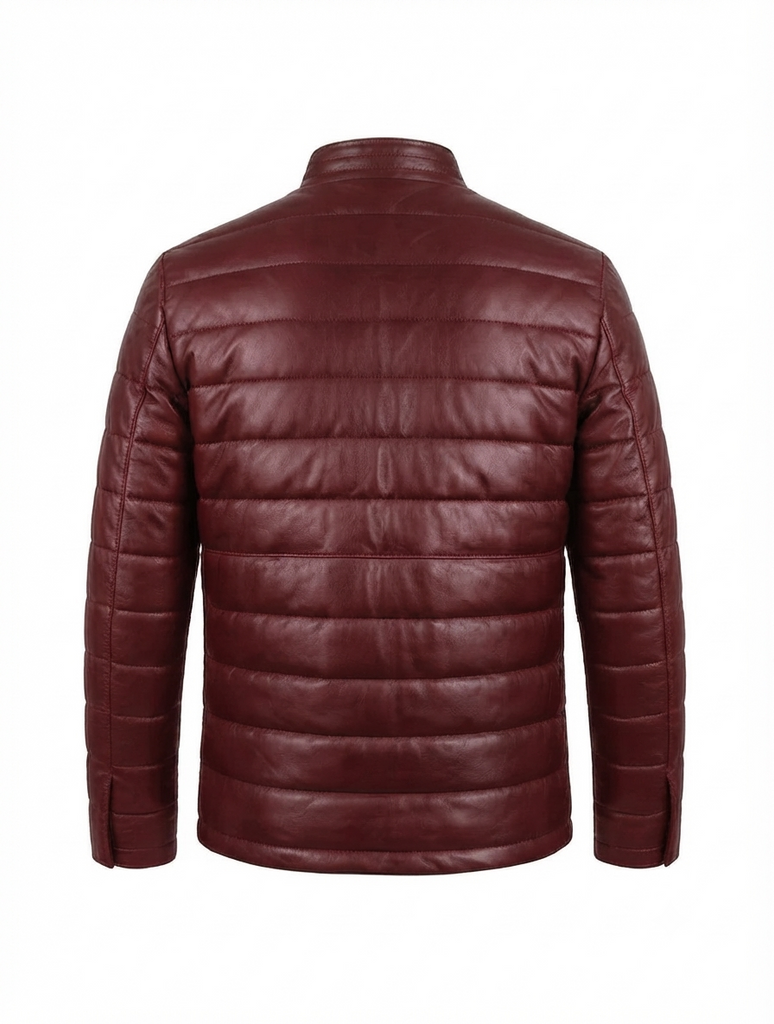 Men FDU Real Leather Puffer Jacket Style -1052