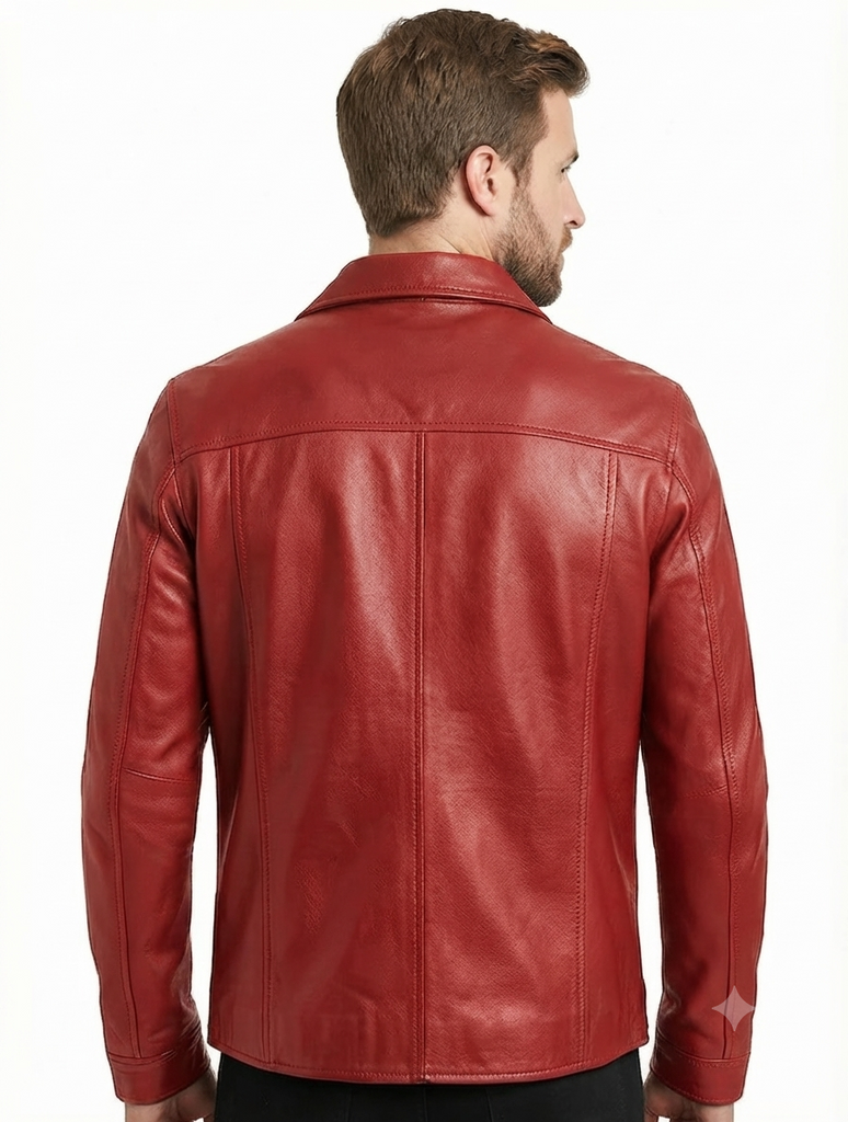 Men TF Real Leather Shirt Style Leather Jacket - 1154 black