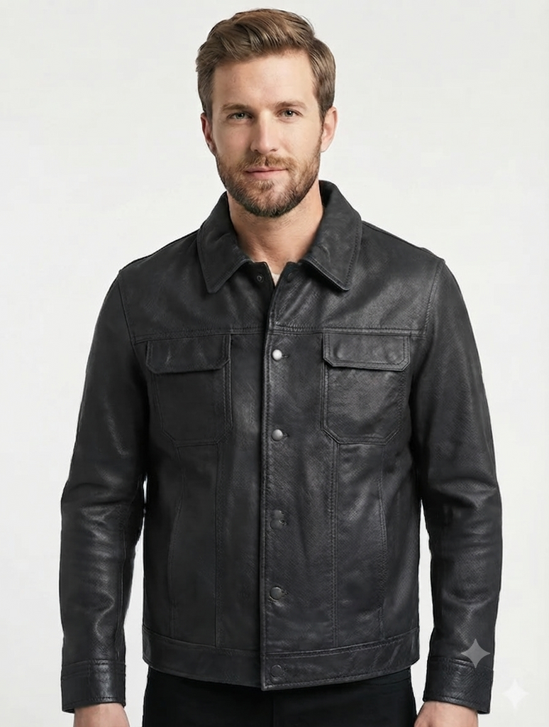 Men Persian Biker Cafe Racer Waxed Leather Jacket Style - 1020