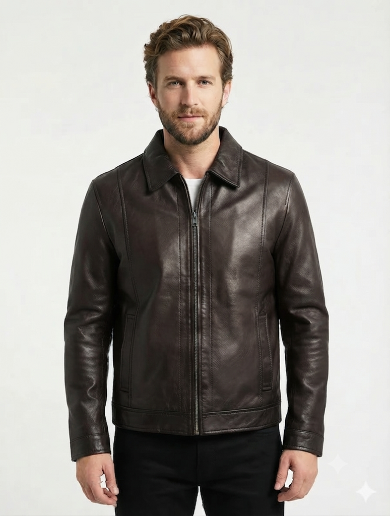 Men RVS Real Leather Biker Jacket Style - 1169