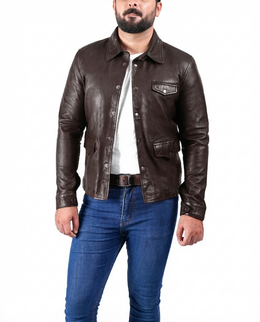 Men YRTC Biker Cafe Racer Leather Jacket Style - 957