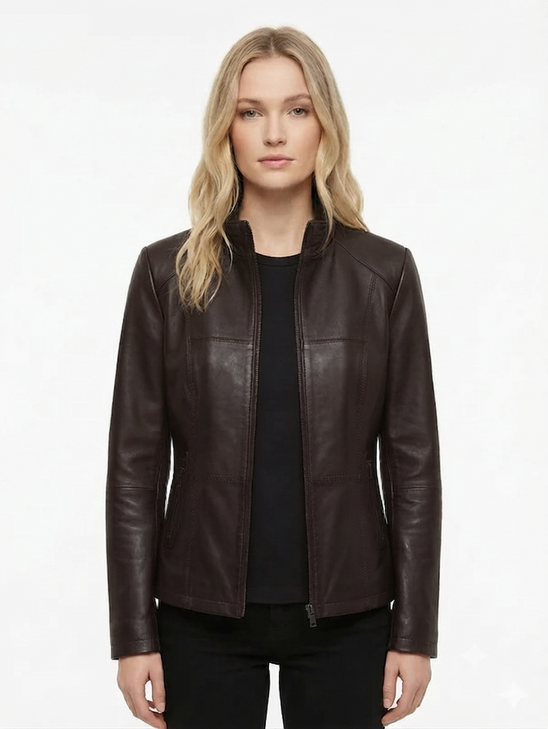 Women JM3 Real Leather Classic Biker Jacket Soft Lambskin Style - 1187