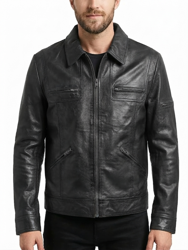 Men LP Biker cafe racer Real Leather Jacket Style - 450