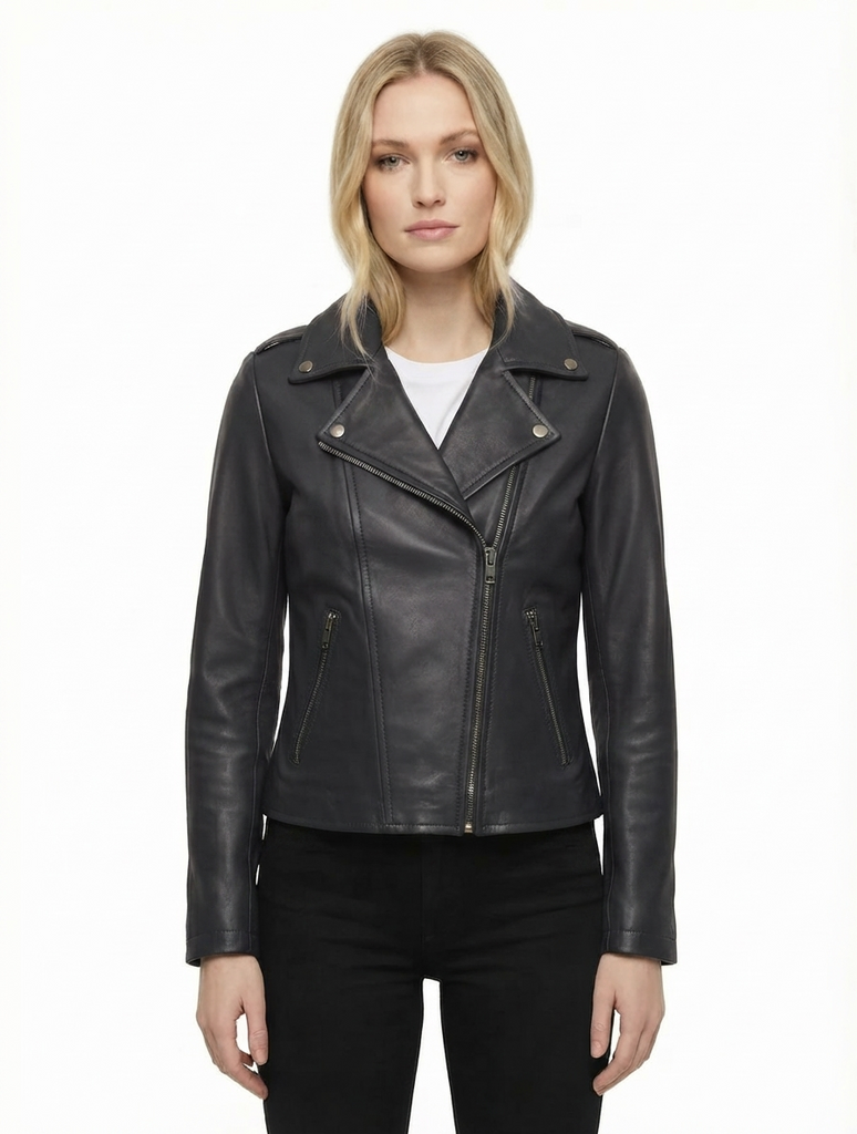 Women FBL Real Leather Classic Biker Jacket Soft Lambskin Style - 1177