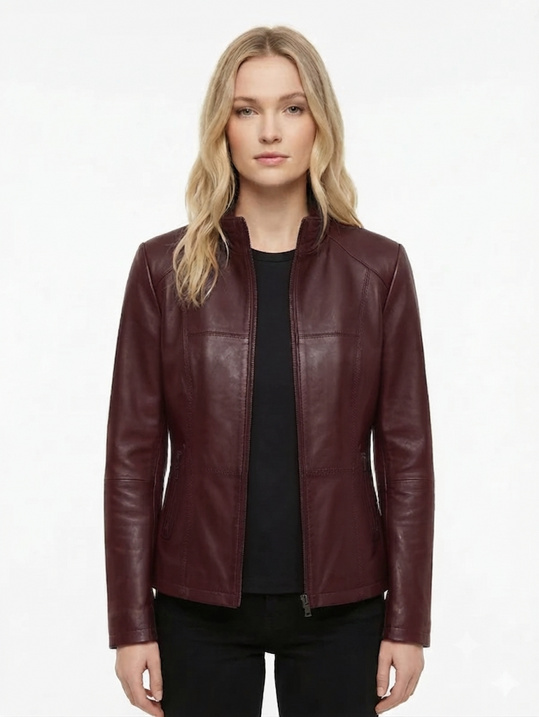 Women JM3 Real Leather Classic Biker Jacket Soft Lambskin Style - 1187