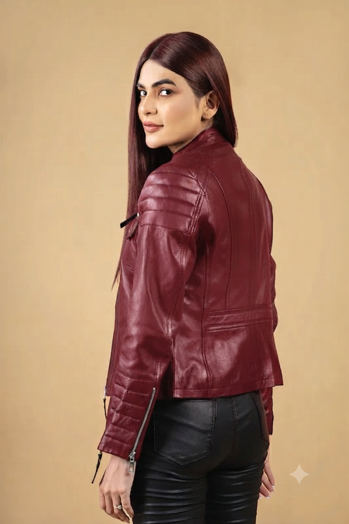Women MK Real Leather Biker Quilted Jacket Soft Lambskin Style - 503