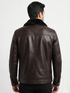 Men Elegant Lambskin Biker Leather Jacket Removable Fur Collar Style - 614