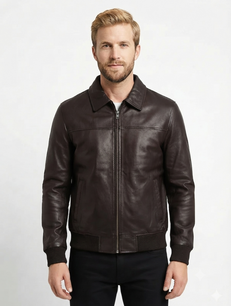 Men HRTN Real Leather Bomber Jacket Style -382