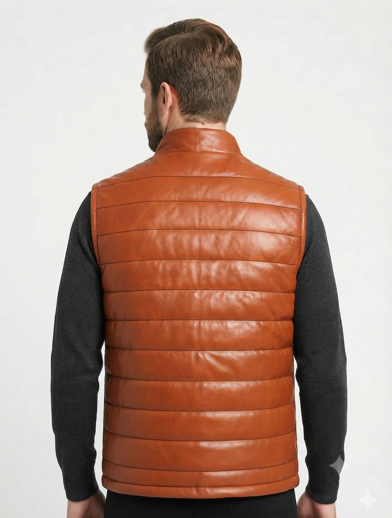 Men LHF Lambskin Sleeveless Puffer Vest Style - 1183