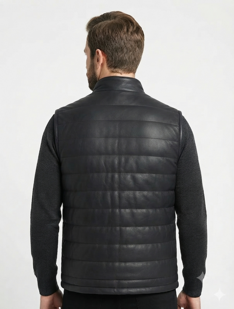 Men LHF Lambskin Sleeveless Puffer Vest Style - 1183