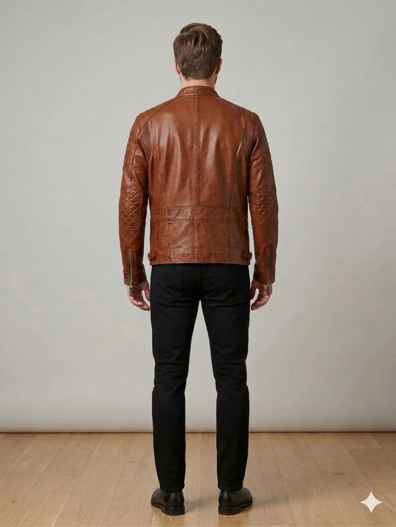 Men ABD Cafe Racer Biker Leather Jacket Style - 706