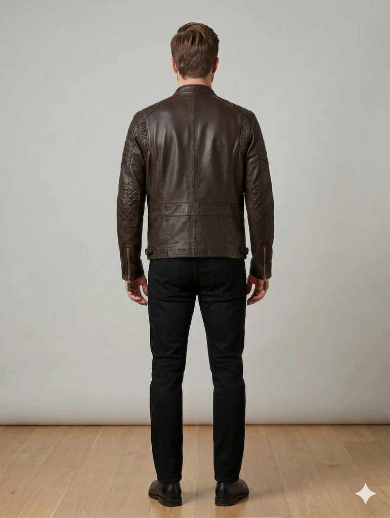 Men ABD Cafe Racer Biker Leather Jacket Style - 706
