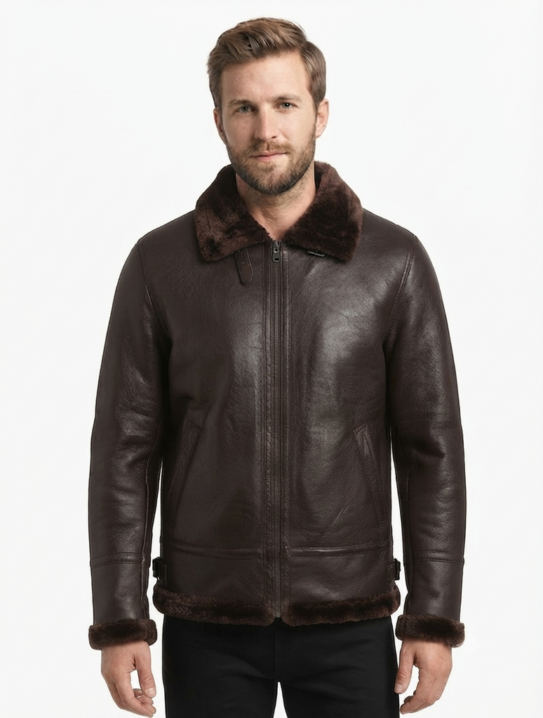 Men B3 lambskin Leather with Synthetic Fur Lining Style - 931