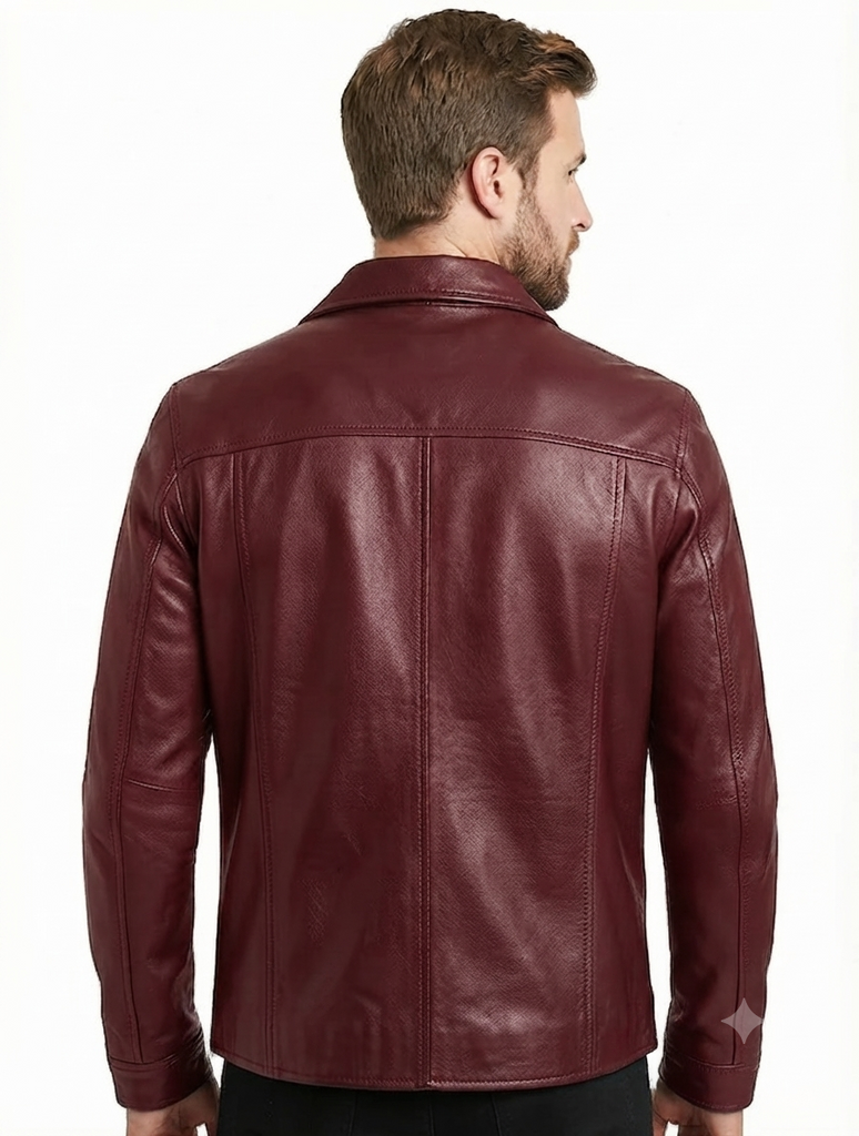 Men TF Real Leather Shirt Style Leather Jacket - 1154 black