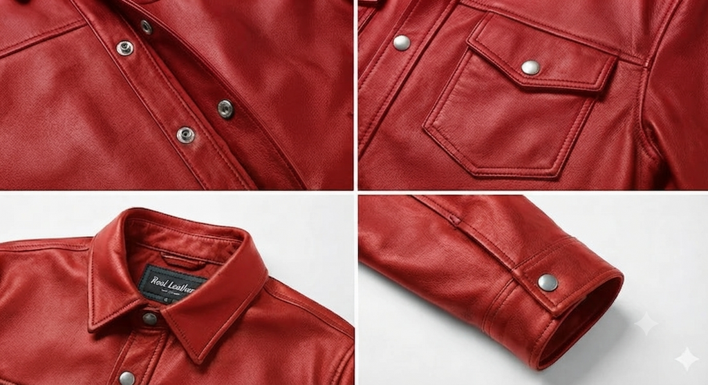 Men TF Real Leather Shirt Style Leather Jacket - 1154 black