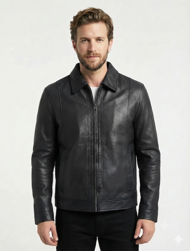 Men RVS Real Leather Biker Jacket Style - 1169