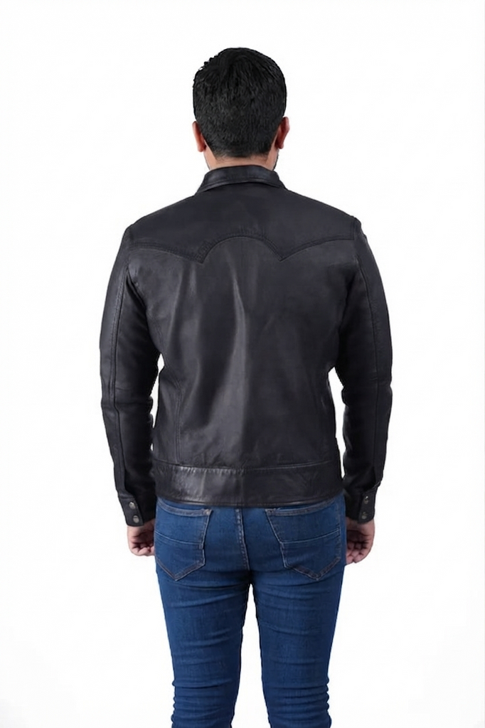 Men CDC Brown Shirt Style Waxed Leather Jacket Style - 959