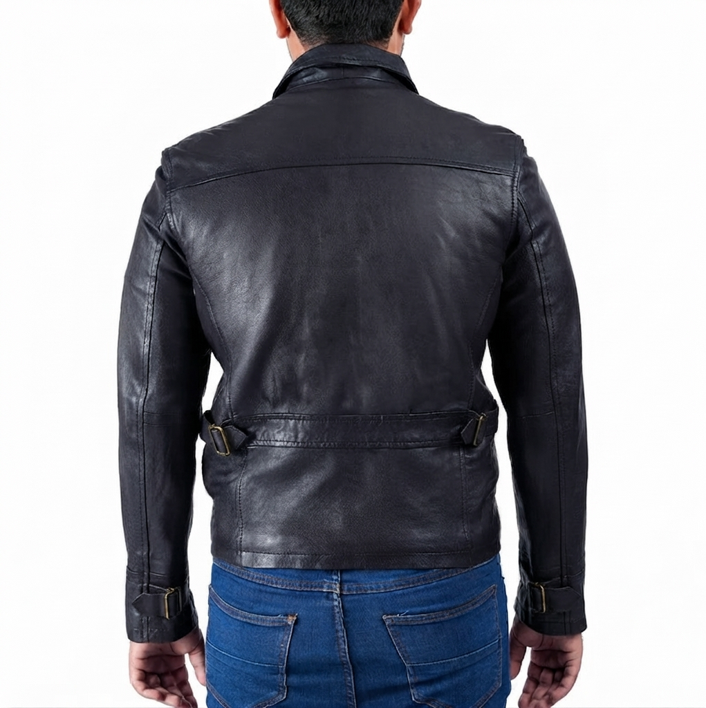 Men Collegan Waxed Brown Real Leather Jacket Style - 905