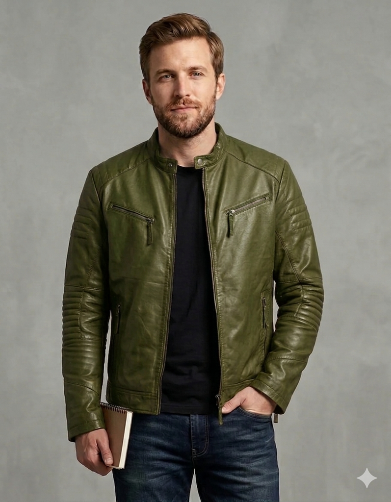 Men ABD Cafe Racer Biker Leather Jacket Style - 706
