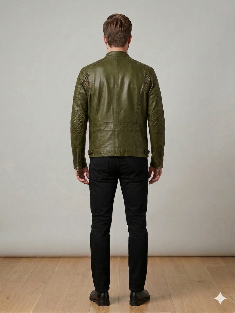Men ABD Cafe Racer Biker Leather Jacket Style - 706