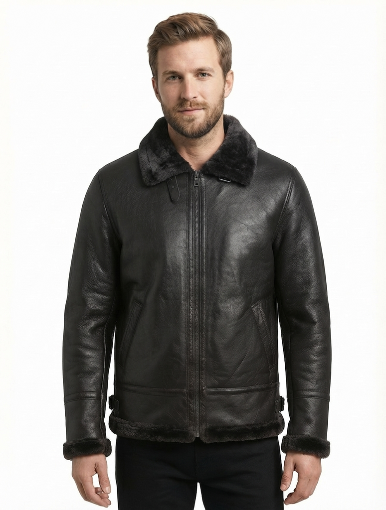 Men B3 lambskin Leather with Synthetic Fur Lining Style - 931