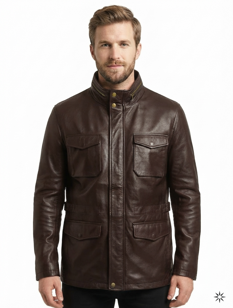 Men M65 Field Leather Jacket Style - 1043