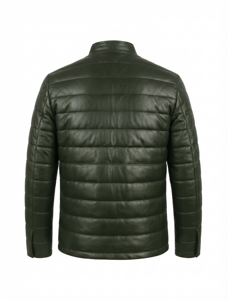 Men FDU Real Leather Puffer Jacket Style -1052