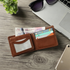 Men Genuine Leather RFID Blocking Bifold Black Wallet Sleek Design