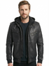 Men Biker FLV Hooded Bomber Lambskin Leather Jacket Style - 634