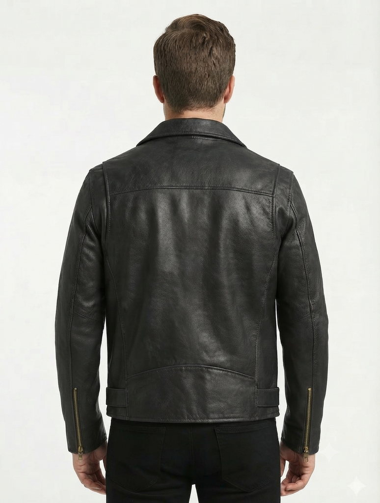 Mens Mapel Cafe Racer Distress Biker Leather Jacket Style - 781