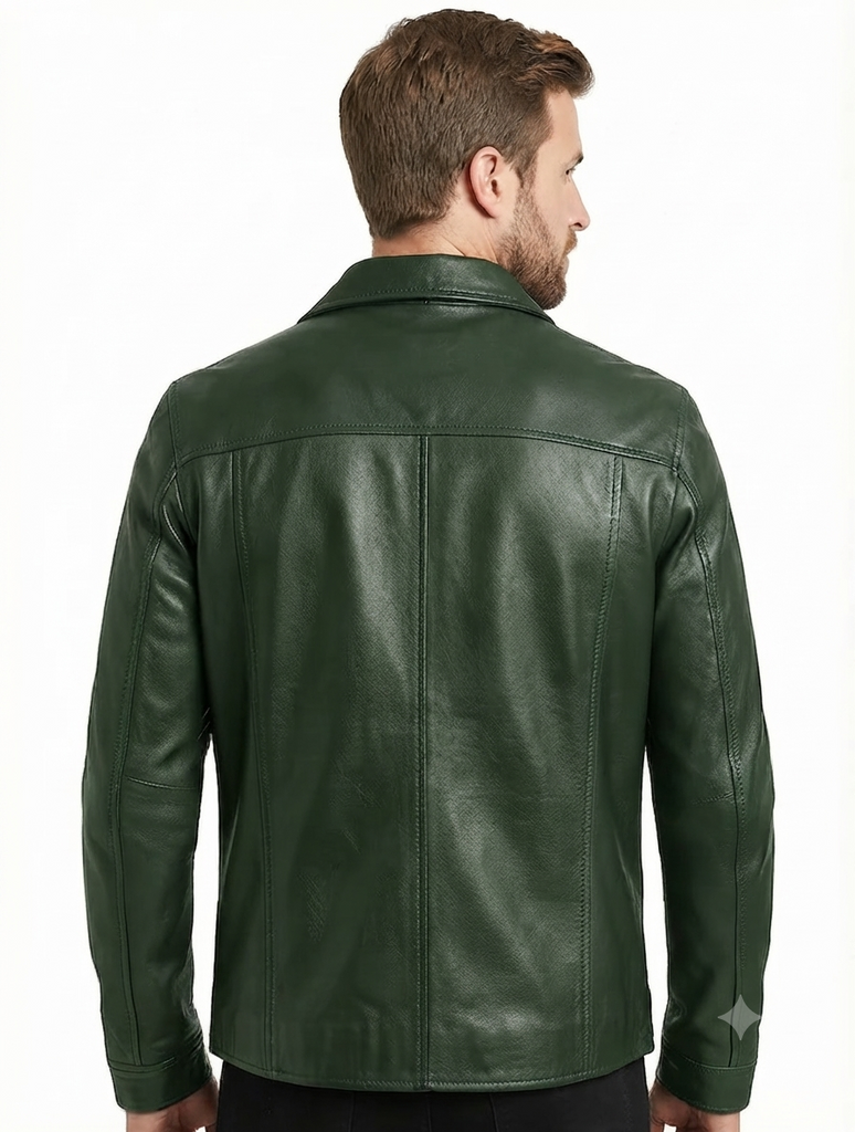 Men TF Real Leather Shirt Style Leather Jacket - 1154 black
