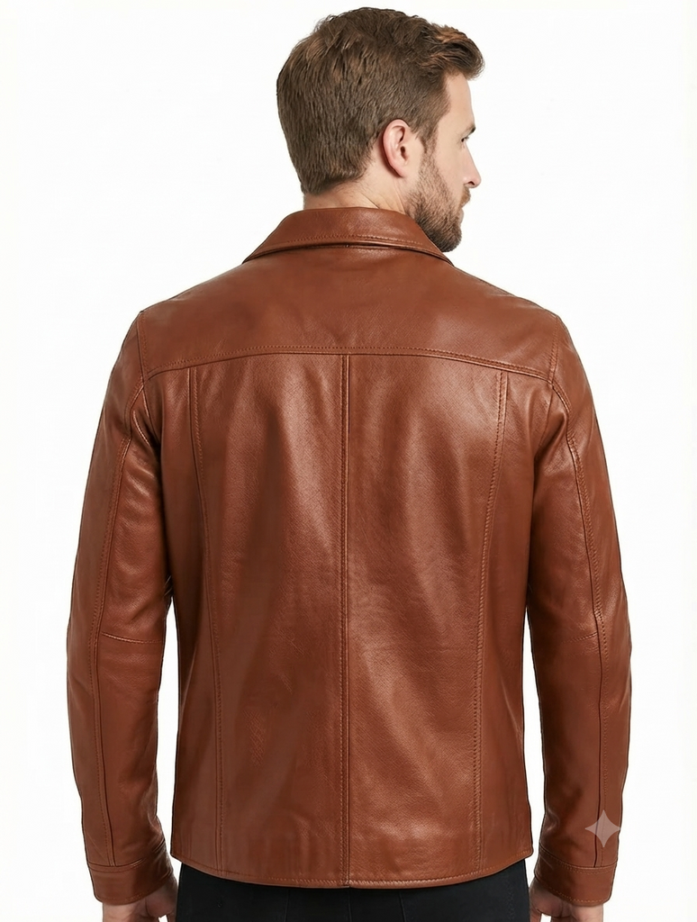 Men TF Real Leather Shirt Style Leather Jacket - 1154 black