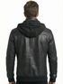 Men Biker FLV Hooded Bomber Lambskin Leather Jacket Style - 634