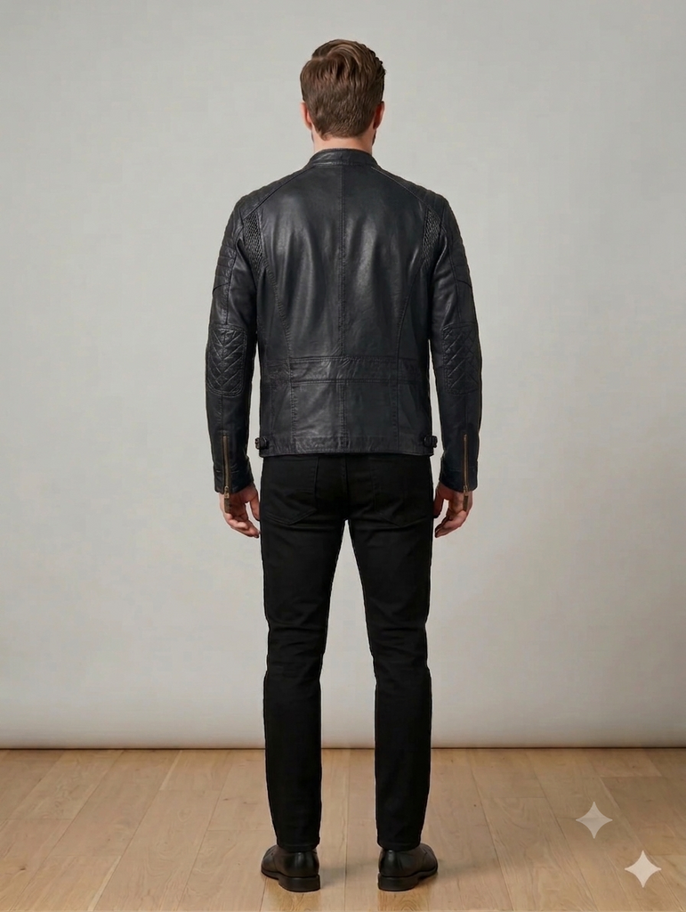 Men ABD Cafe Racer Biker Leather Jacket Style - 706