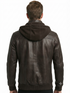 Men Biker FLV Hooded Bomber Lambskin Leather Jacket Style - 634
