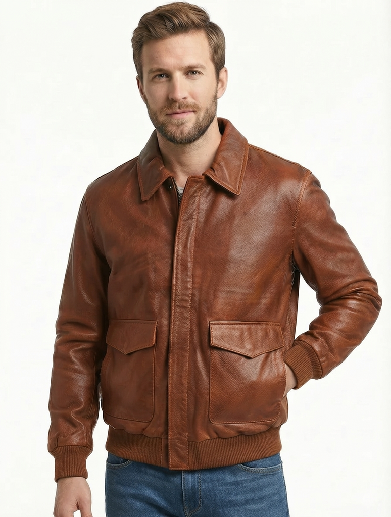 Men A-2 Aviator Real Leather Jacket Style - 420