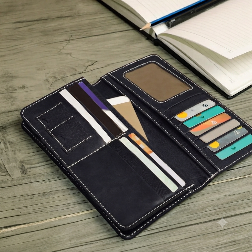 Ladies Organiser Purse - Real Leather with RFID Protection - 12 Credit Card Wallet with Mobile Phone Compartment