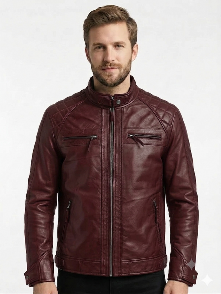 Men ATX Cafe Racer Biker Leather Jacket Style - 329