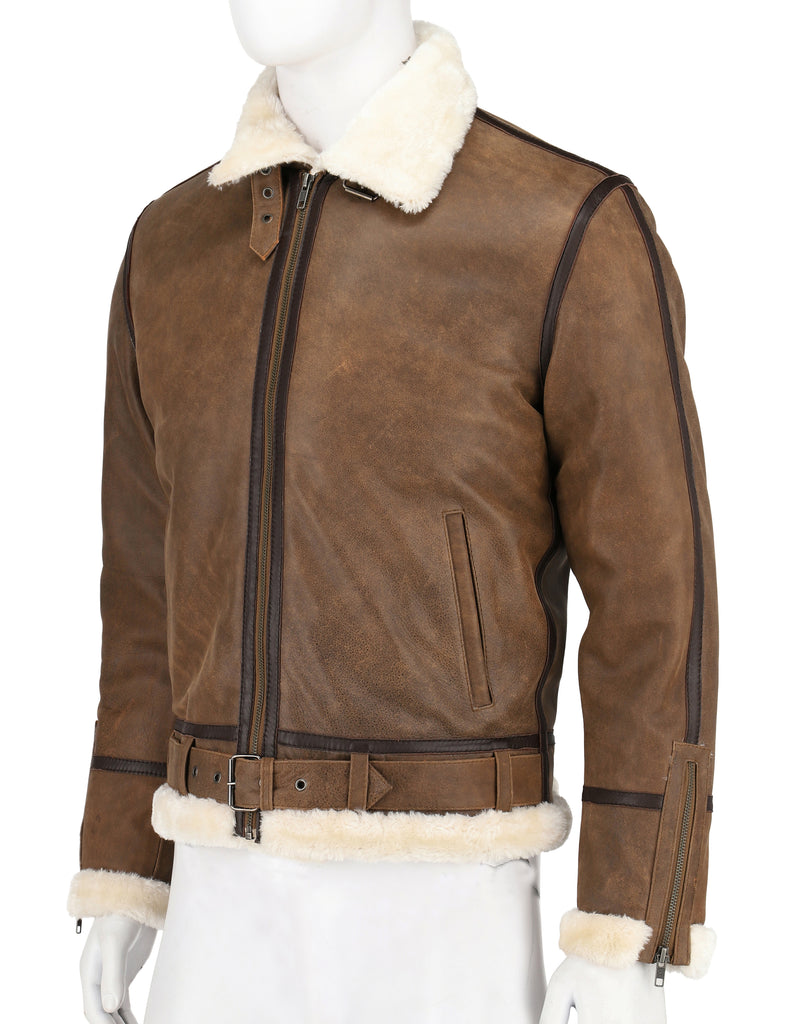Men Ginger Biker Real Leather With Artificial Shearling Lining Style - 739