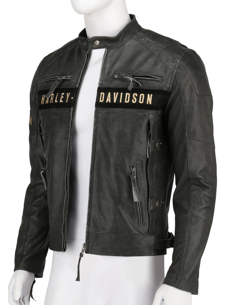 Men Harley Davidson Passing Link Biker Real Leather Jacket Style - 735