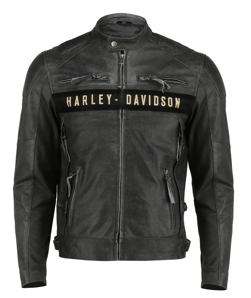 Men Harley Davidson Passing Link Biker Real Leather Jacket Style - 735