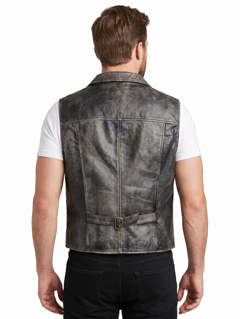 Men Hell on Wheels Cullen Bohannon Real Distressed Leather Vest Style - 295