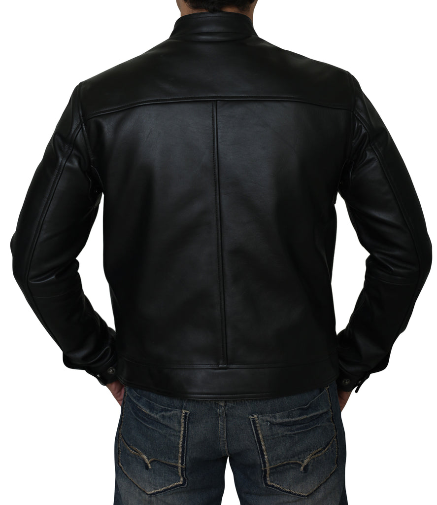 Men Driver Steve Black Leather Jacket - Le Man's Jacket Style - 110