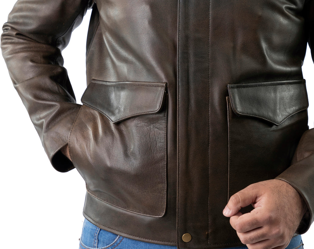 Men Indiana Jones Genuine Cow Hide Leather Jacket Style - IND-TT-90