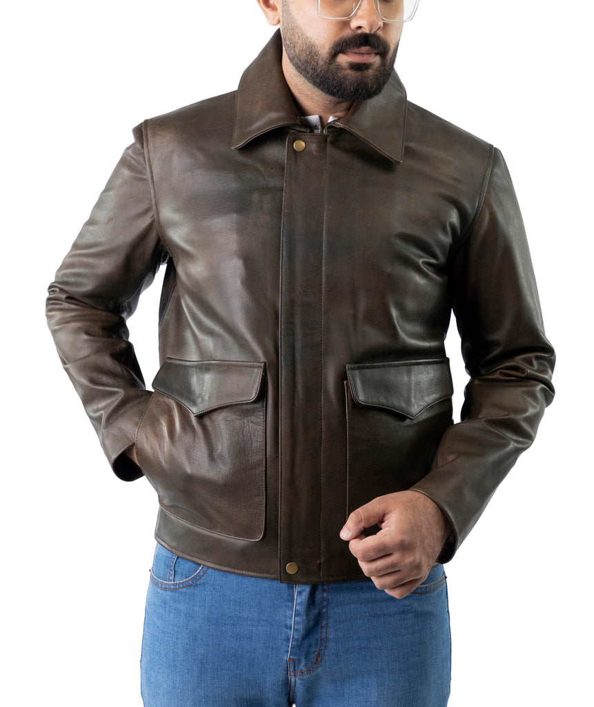 Men Indiana Jones Genuine Cow Hide Leather Jacket Style - IND-TT-90