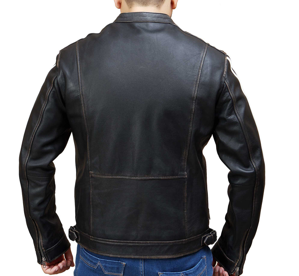 Men Resident Evil Leon Kennedy Distress Black Jacket Style - 517