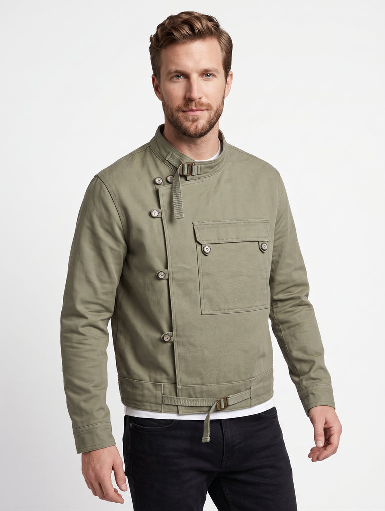 Men Green Cotton Swedish Army Dispatch Rider Utility Jacket Style - 1195