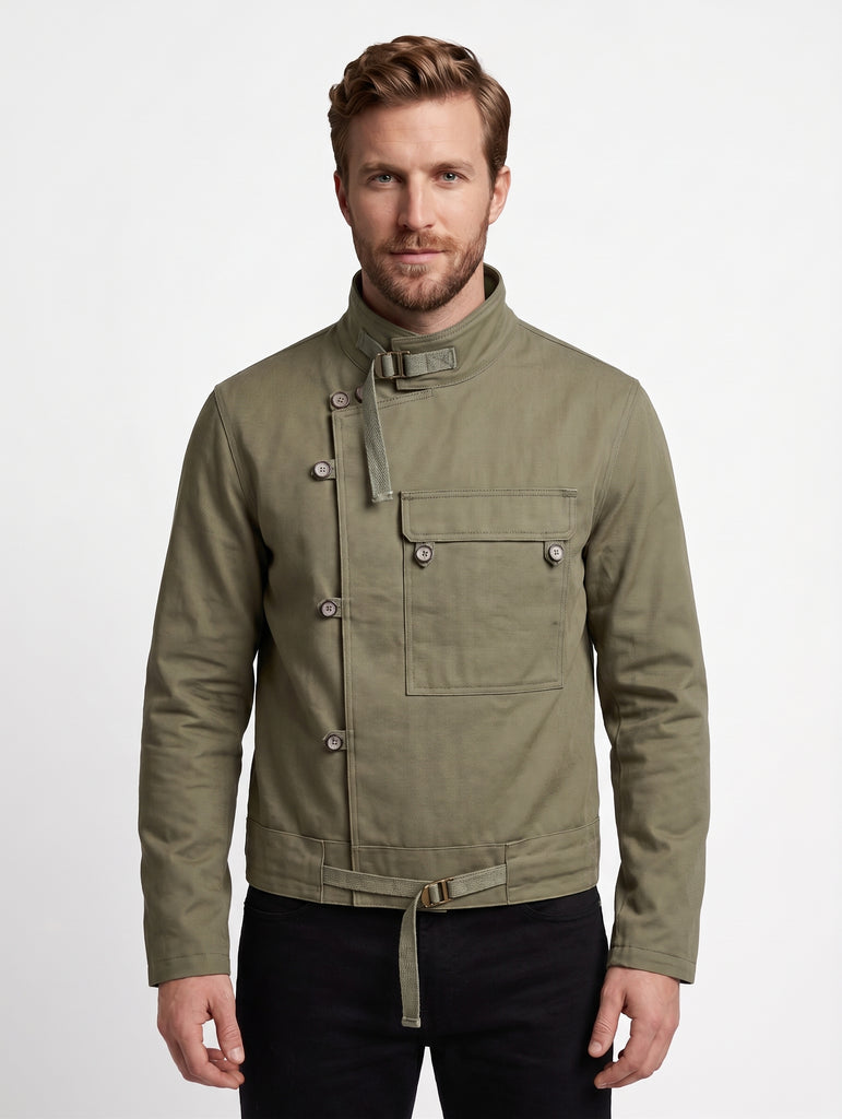 Men Green Cotton Swedish Army Dispatch Rider Utility Jacket Style - 1195