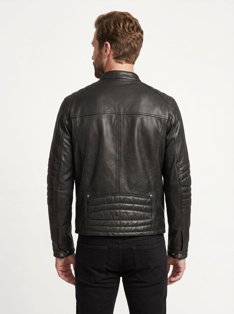 Men A-Fly Motorcycle Black Cowhide Real Leather Biker Jacket Style - 710